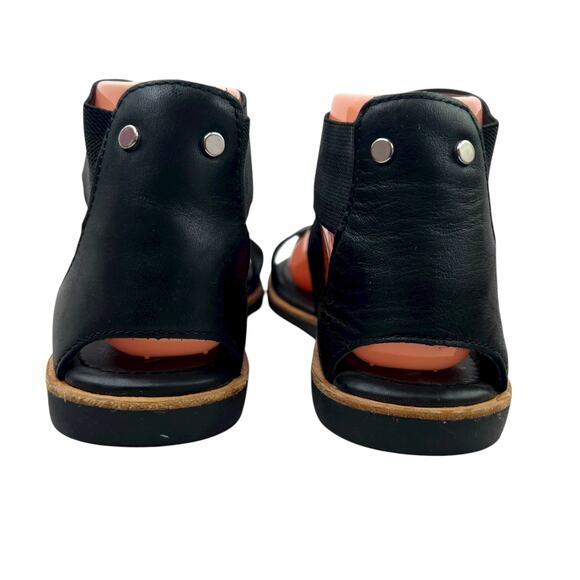 SOREL Ella Leather Flat Sandal Criss Cross Elastic Straps in Black Women's 8.5 - Picture 11 of 13